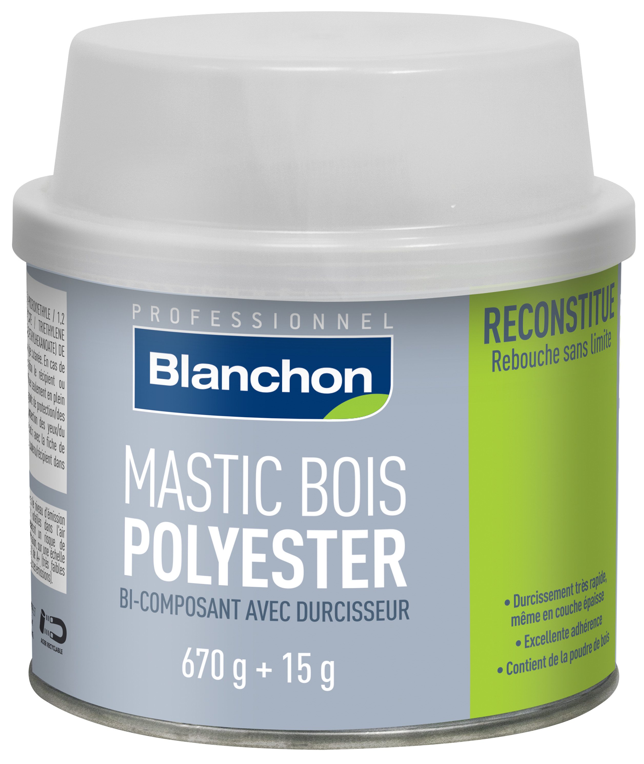 Mastic polyester bicomposant incolore 200g