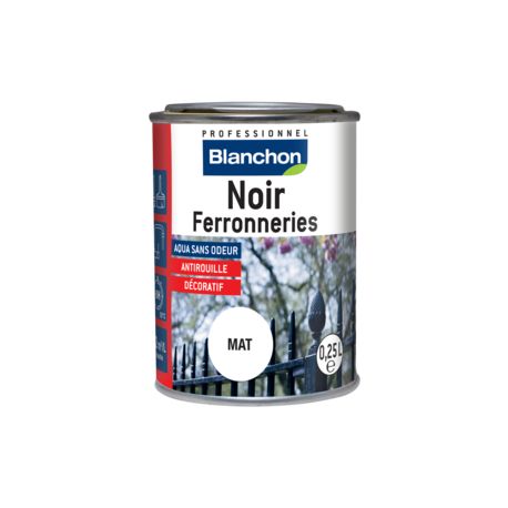 Noir ferronneries- finition antirouille - Blanchon - 0.25L