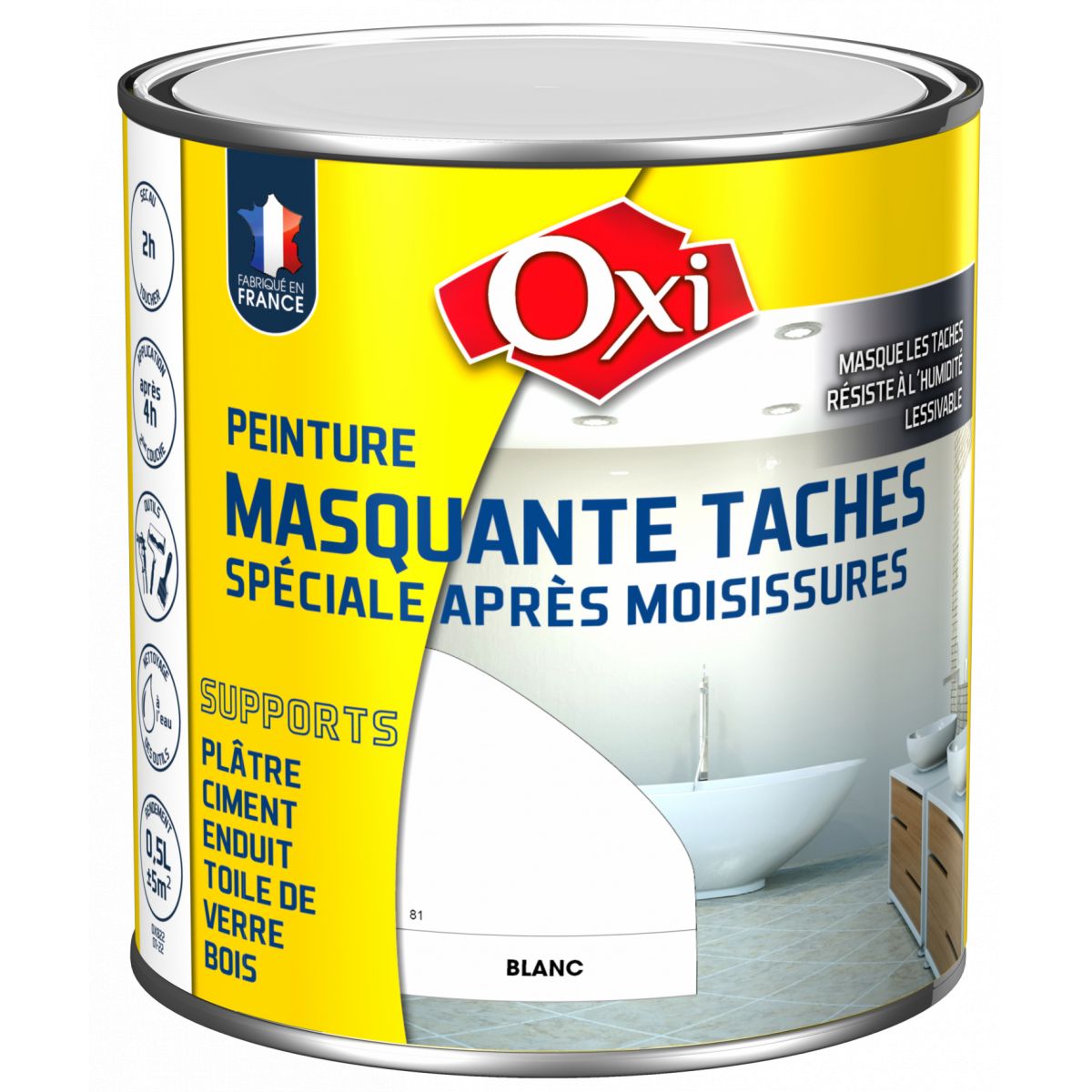 Peinture blanche anti-moisissures OXI - Manubricole