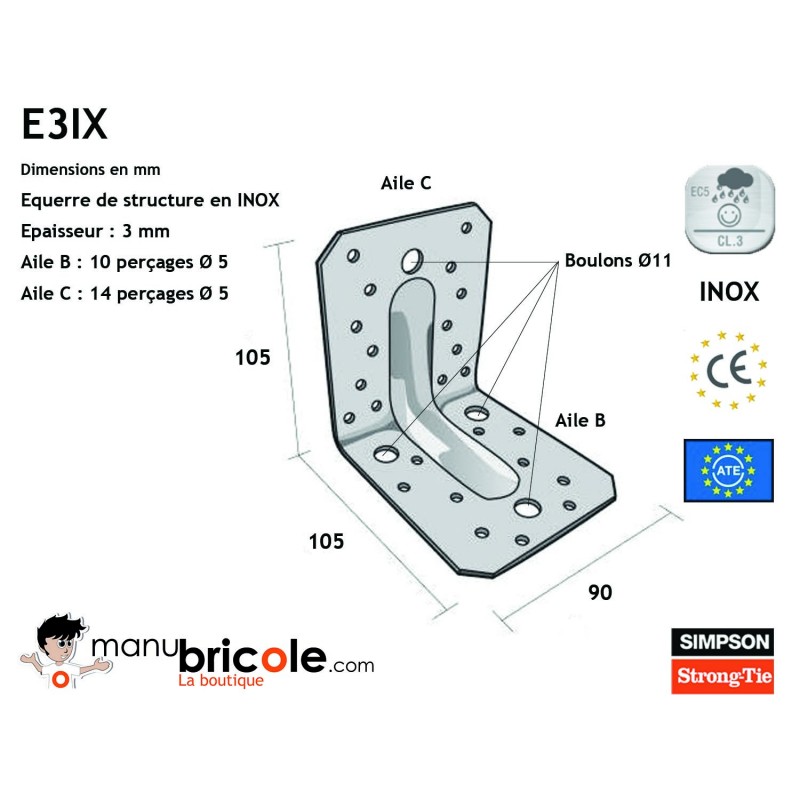 Equerre structurelle - Inox A4 - E5IX