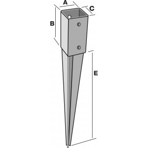 Pieds de poteau carrés à enfoncer