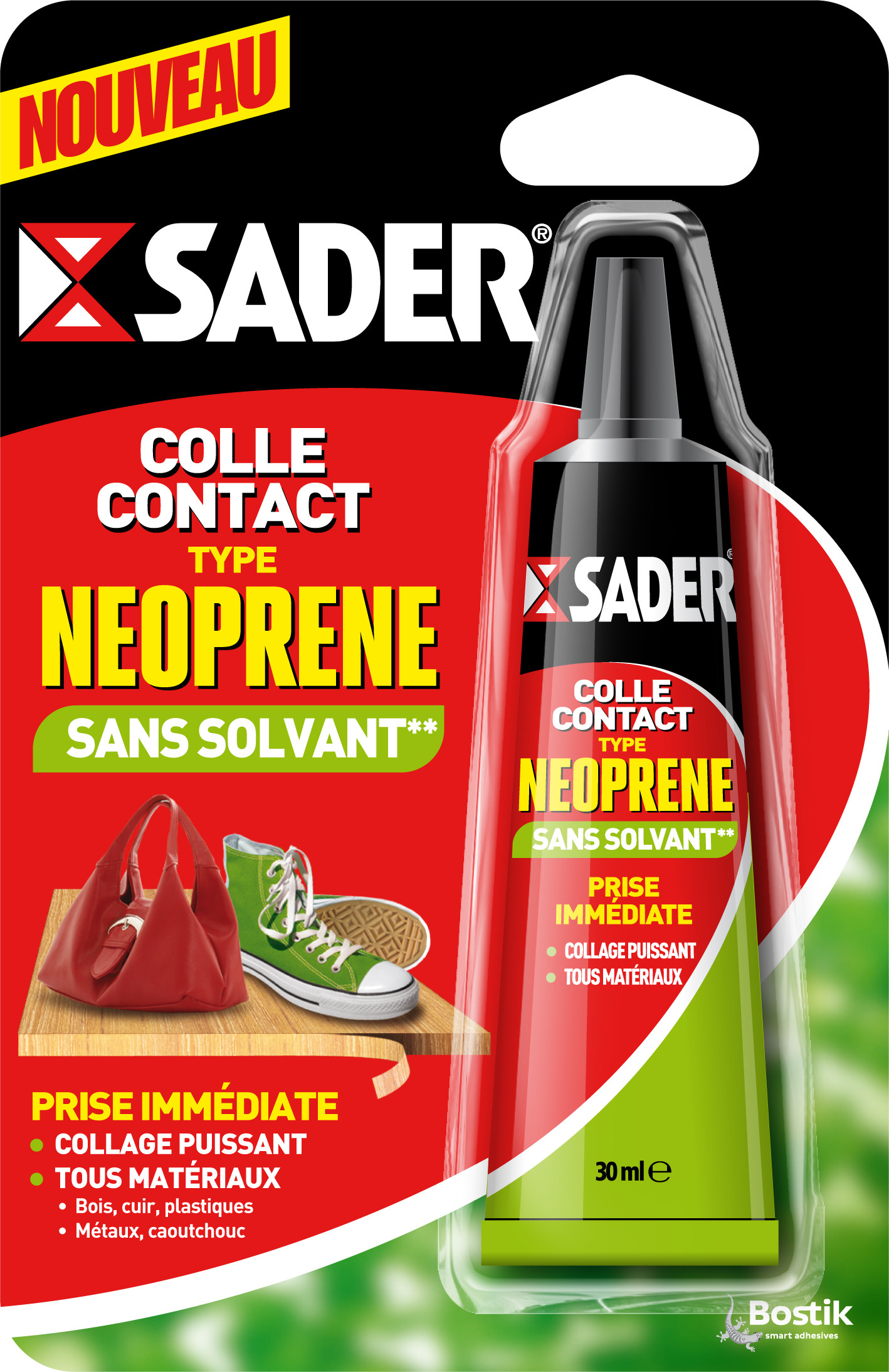 Colle contact Sader transparente néoprène 55ml - Sommabere
