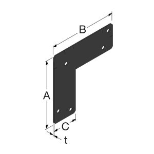 Equerre plate en L - Finition noire