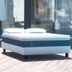 Sommier tapissier, gris, Gamme Prestige Hôtel, bois massif + pieds offerts