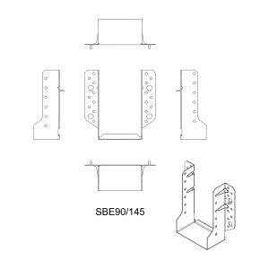 Sabot ailes extérieures 90 X 145 X 1.5 - SIMPSON - spécial sections bois d'ossature