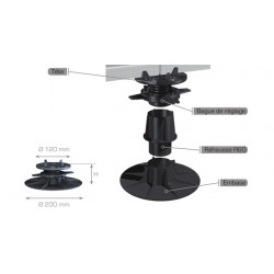 H150/2 ailettes 2mm -Plot réglable pour dalles de 160 à 260mm BUGAL