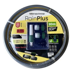 Tuyau RAIN PLUS +kit raccords/nez robinet et lance - 5 couches Ø19x20m 26B